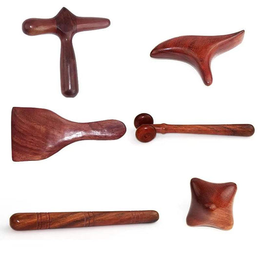 Wooden massage stick set for full-body relaxation and deep tissue therapy.