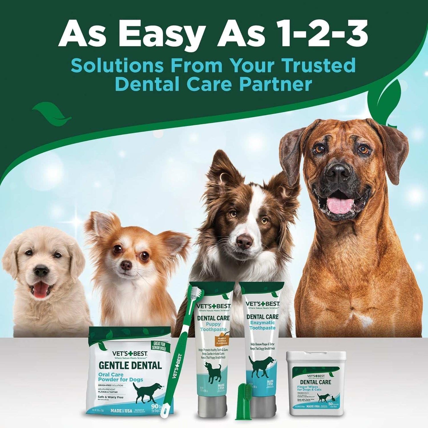 Pet Toothpaste & Toothbrushes set with enzymatic toothpaste and soft-bristle toothbrush for effective dog dental care and fresh breath