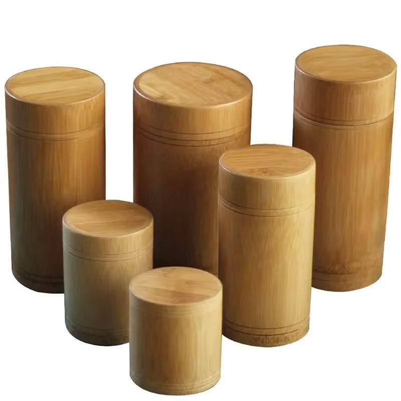 Set of handmade bamboo storage boxes with airtight lids for kitchen organization and eco-friendly food storage