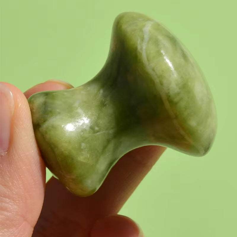 Natural Green Massager quartz mushroom-shaped massager for skin care and relaxation.