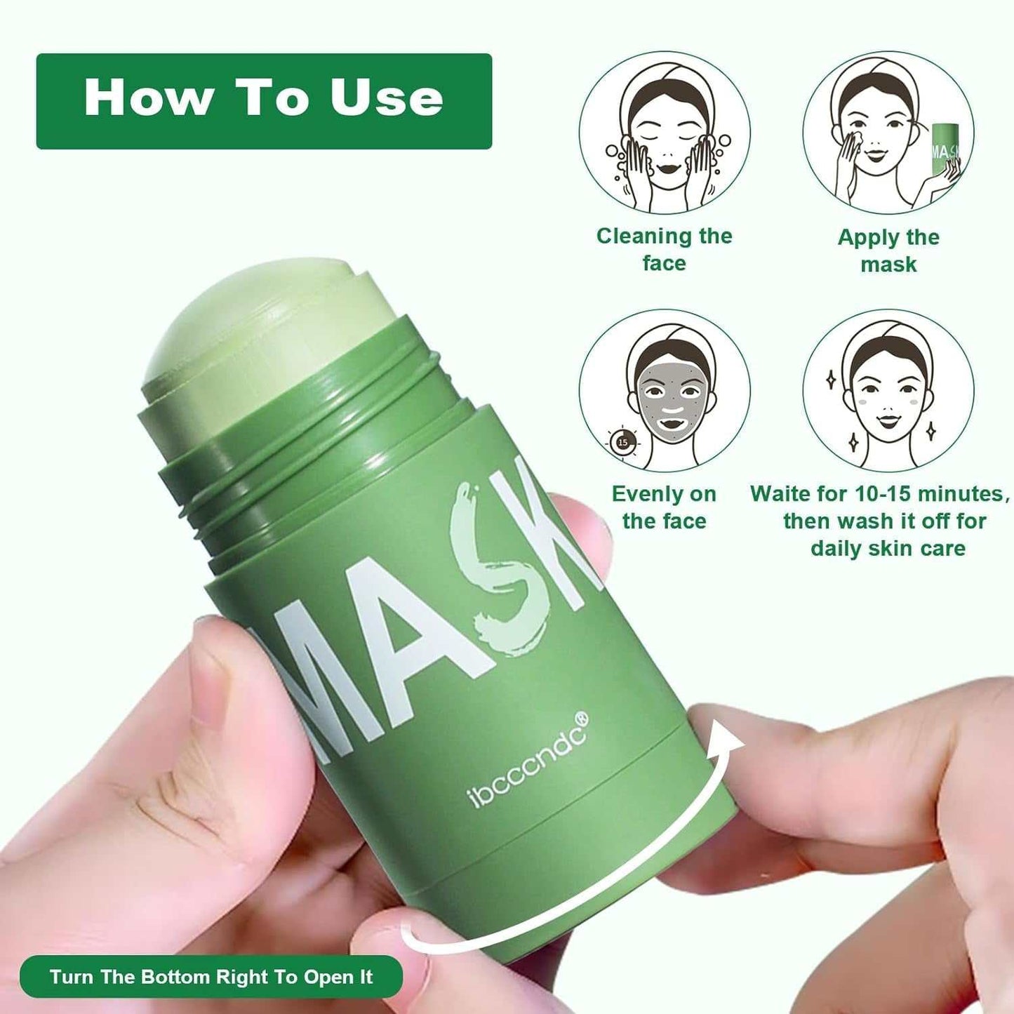 Blackhead remover face mask stick with green tea extract for deep pore cleansing and oil control
