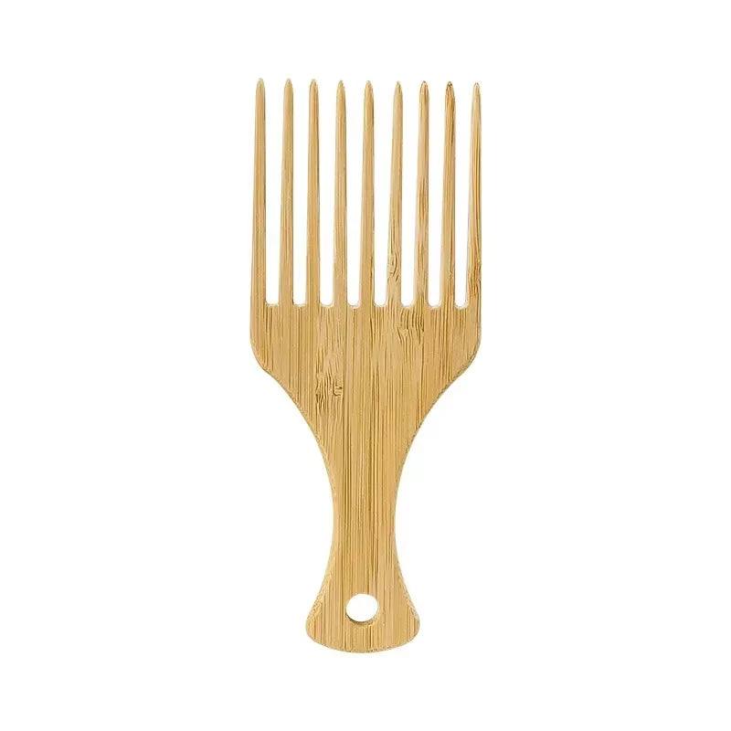 Wide-tooth bamboo wooden hair comb for gentle detangling and eco-friendly hair care
