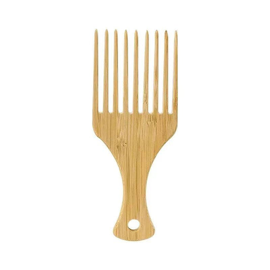 Wide-tooth bamboo wooden hair comb for gentle detangling and eco-friendly hair care