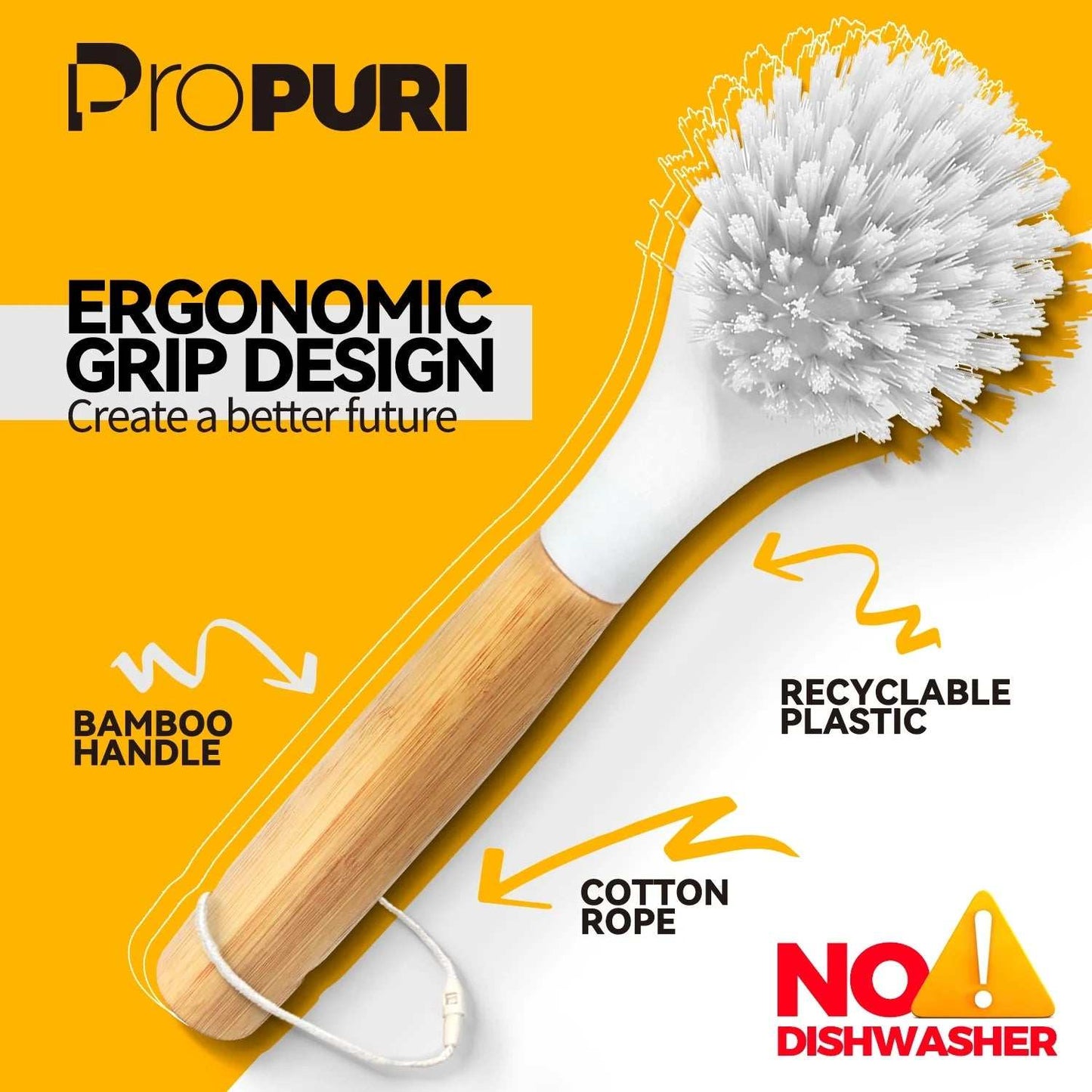 Bamboo handle dish brush featuring ergonomic grip design with durable bristles for eco-friendly kitchen cleaning.