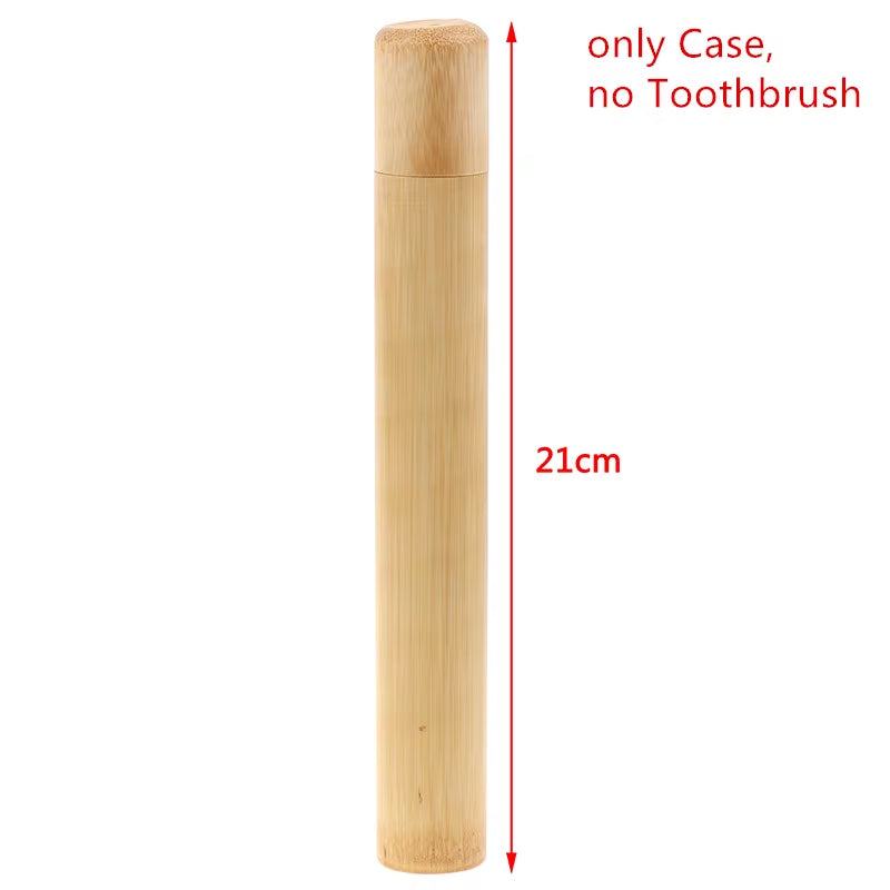 Wood handle portable bamboo toothbrush travel case 21cm biodegradable eco-friendly storage container