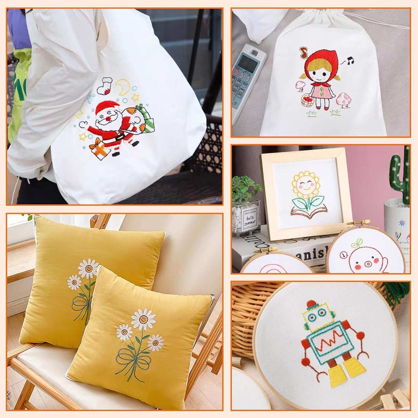 10 PCS Pre-Cut Natural Cotton Embroidery Fabric Squares for DIY Crafts and Sewing Projects.