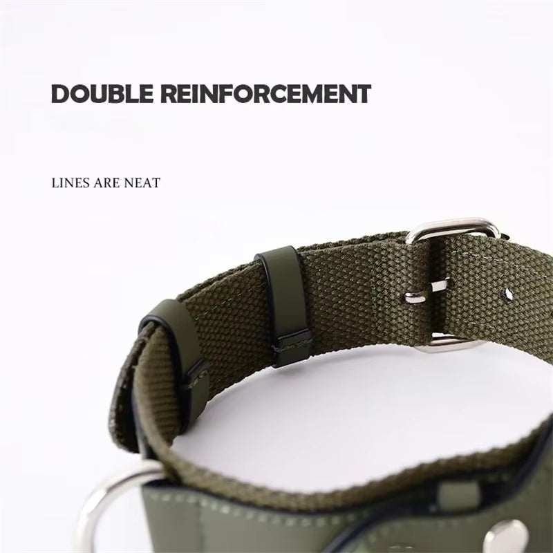 Durable pet location collar with double reinforcement and adjustable design for tracking pets with Apple Airtag compatibility