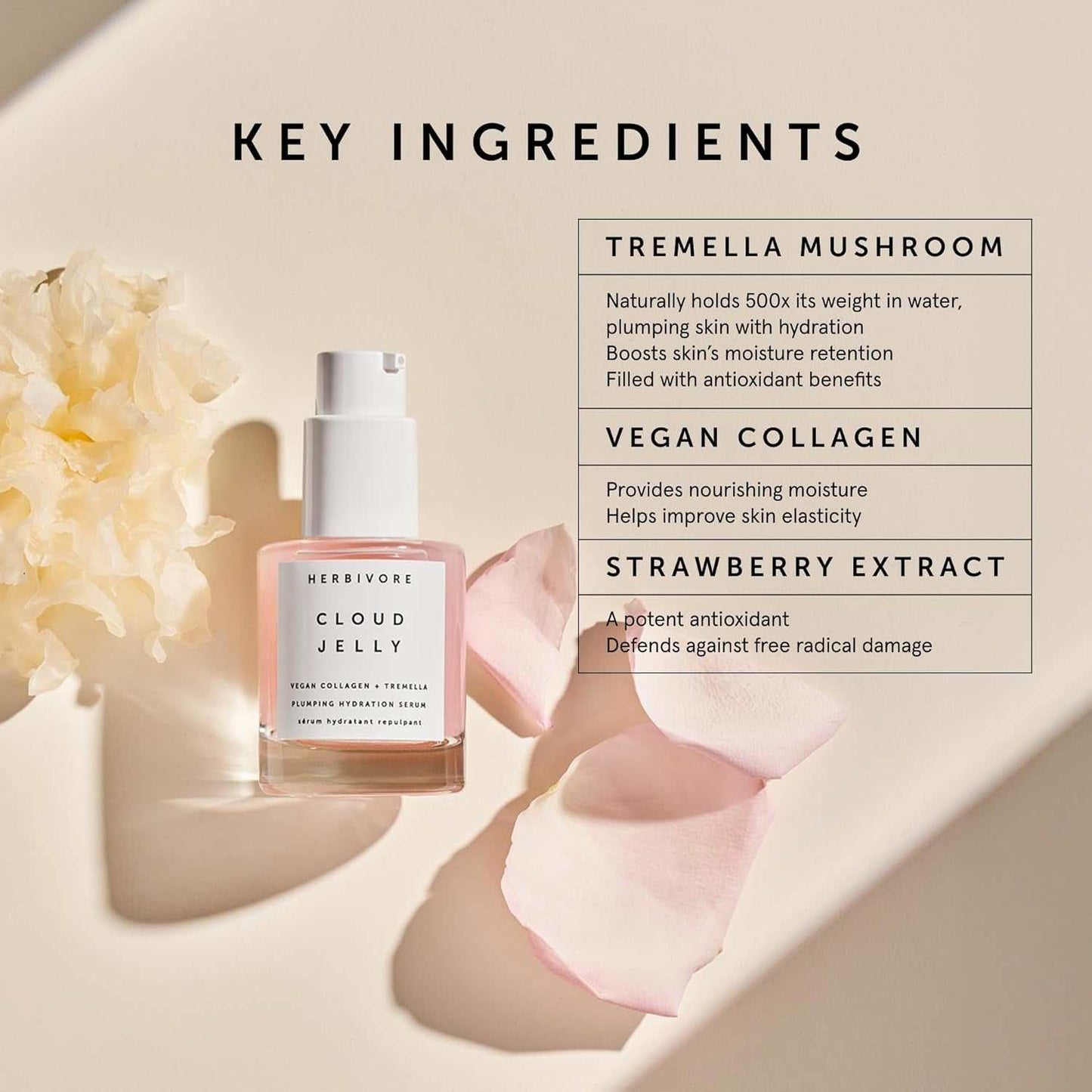 Cloud Jelly Plumping hydration face serum with vegan collagen, Tremella mushroom, and strawberry extract for deep moisture and skin elasticity.