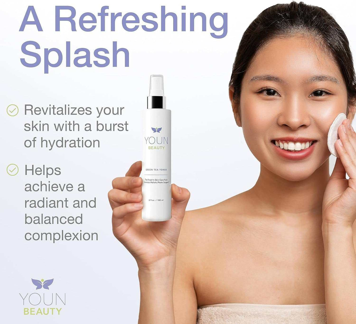 Ph-balancing face mist spray with green tea and chamomile for hydration and soothing skin