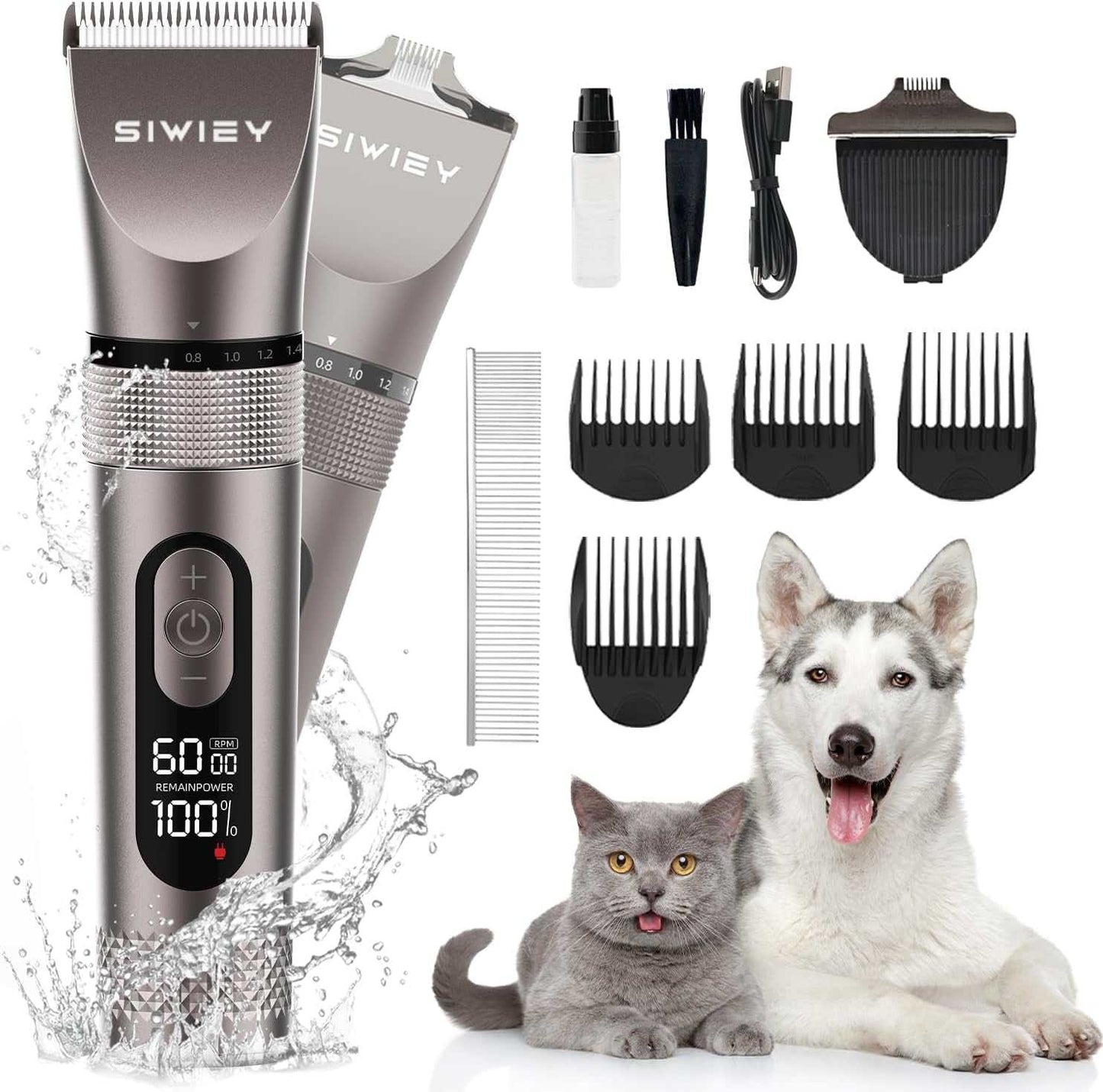 Dog High Power 2 in 1 cordless grooming trimmer kit with adjustable speeds, USB charging, quiet motor, and multiple attachments for dogs and cats