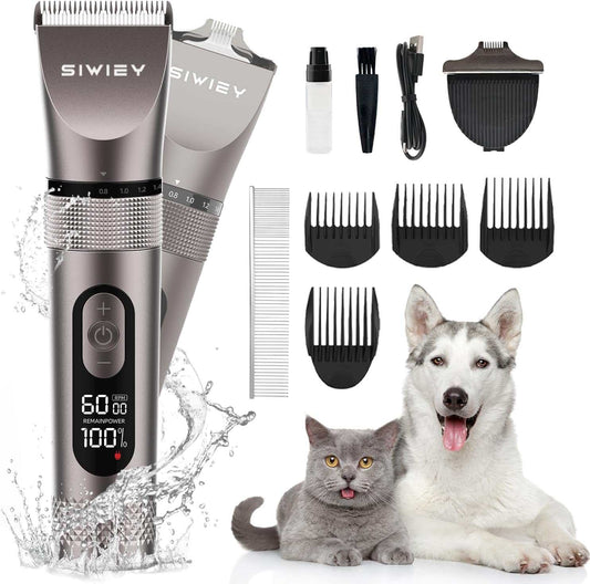 Dog High Power 2 in 1 cordless grooming trimmer kit with adjustable speeds, USB charging, quiet motor, and multiple attachments for dogs and cats