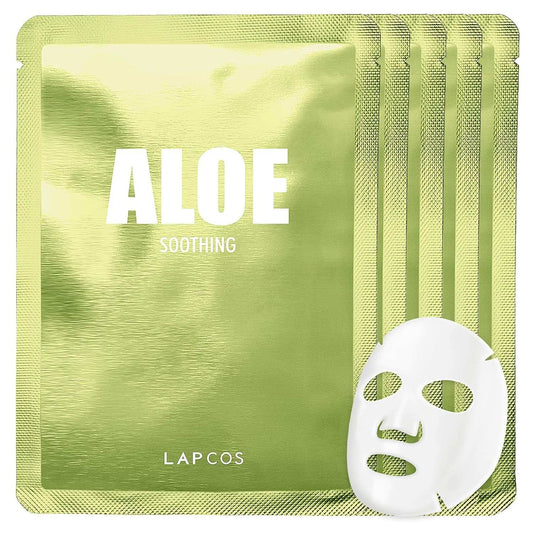 5-pack of cucumber aloe gel sheet masks for hydration and soothing.