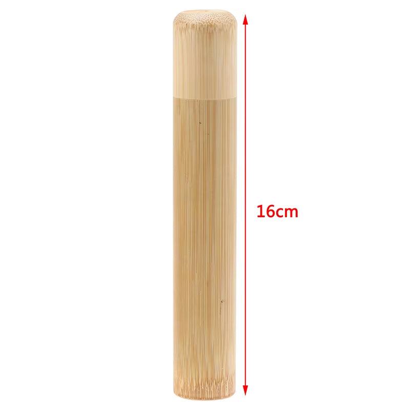 Eco-friendly portable travel bamboo toothbrush tube, 16cm, natural finish.