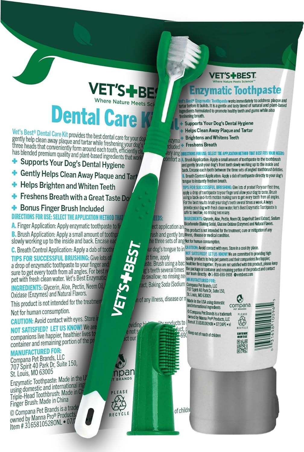 Pet Toothpaste & Toothbrushes kit with enzymatic toothpaste and dual-ended soft bristle toothbrush for gentle and effective dog dental care.
