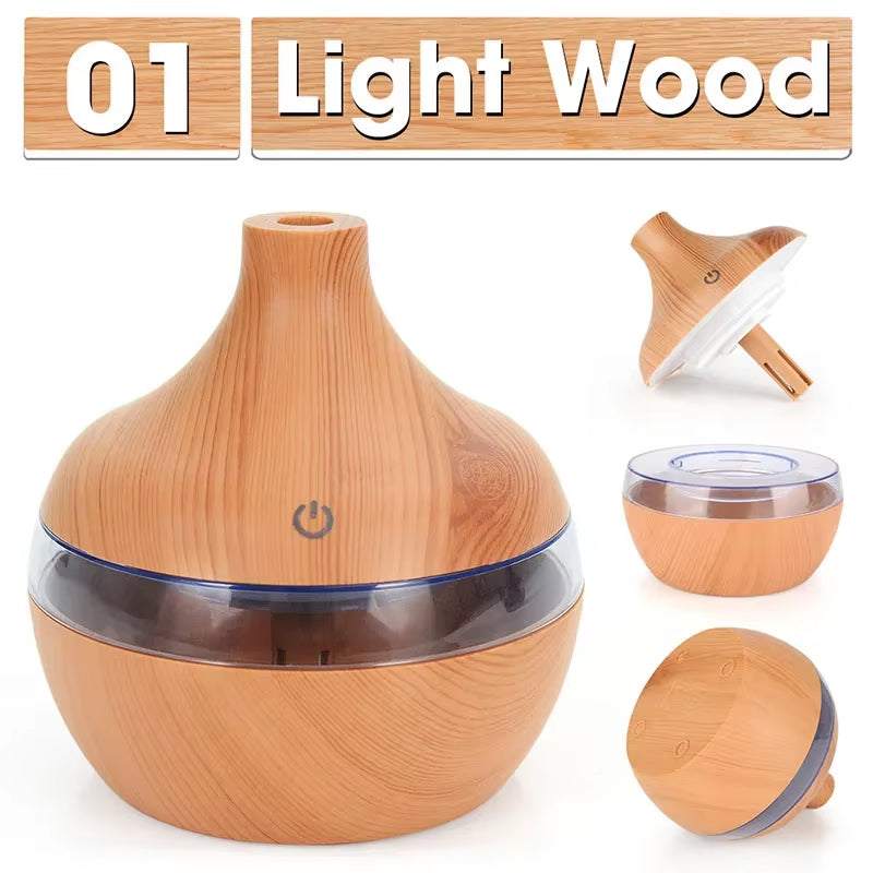 Portable USB mini air humidifier with light wood grain design for desktop or small spaces