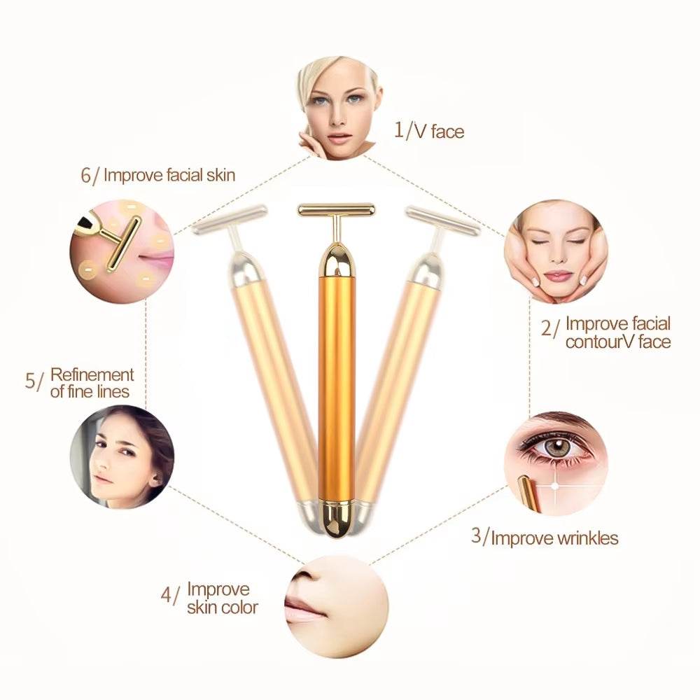 3D roller facial lifting massager with electric vibrating function for improving skin elasticity and blood circulation, featuring ergonomic design and multi-purpose use.