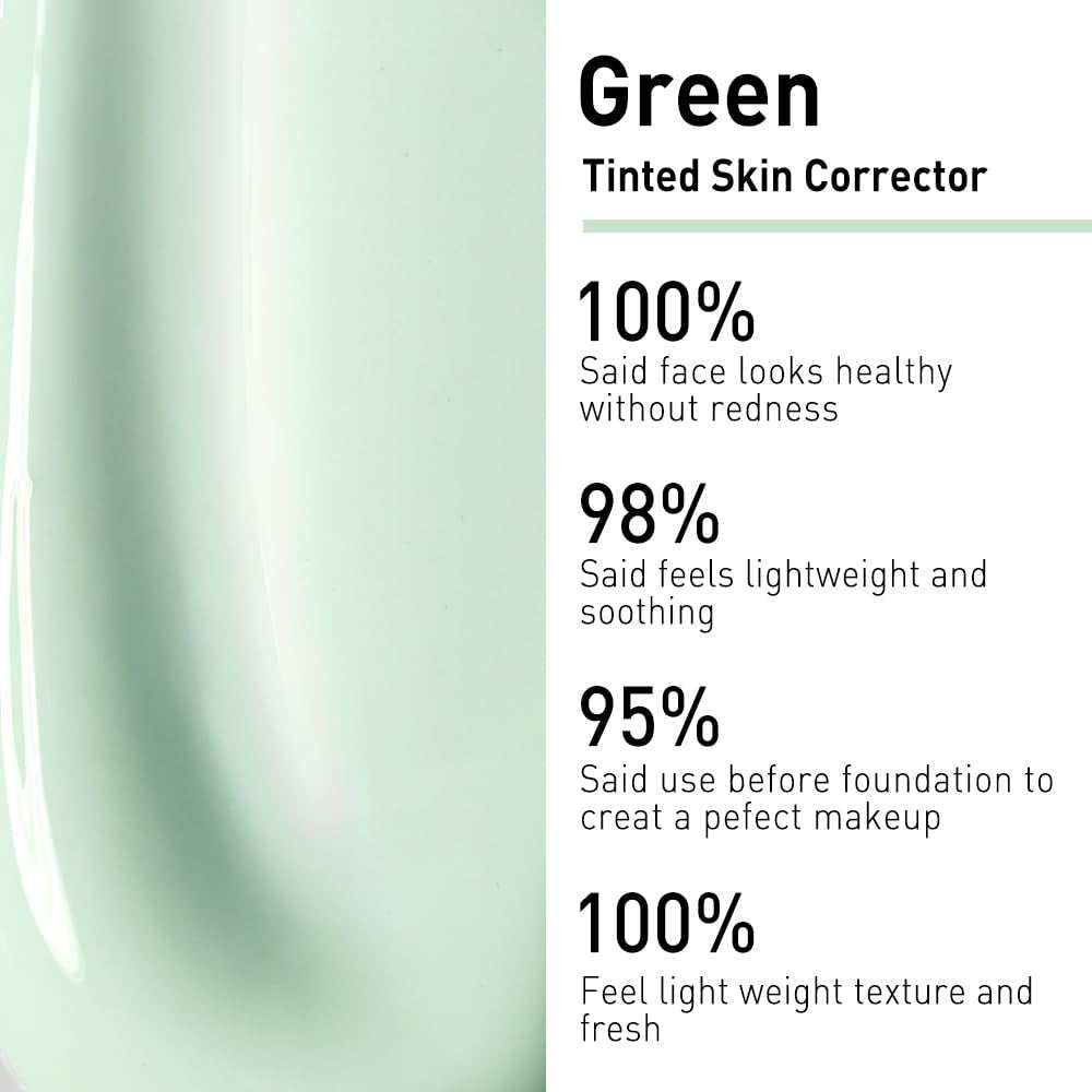 Green Tinted Face Primer – Color Correcting Base for Redness, Pore-Blurring & Hydrating with Hyaluronic Acid