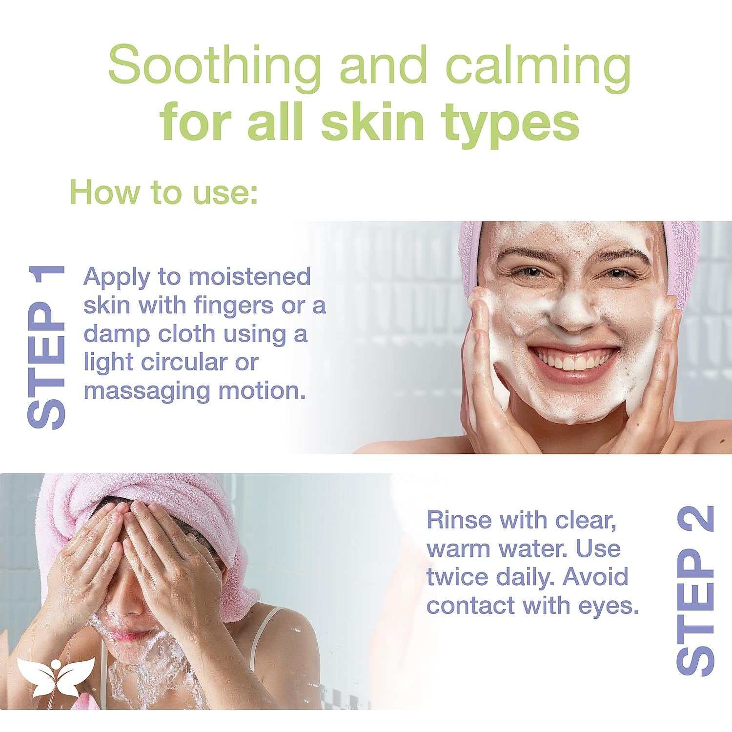 Paraben-free hydrating facial cleanser with green tea, aloe vera, chamomile, and cucumber extracts for all skin types
