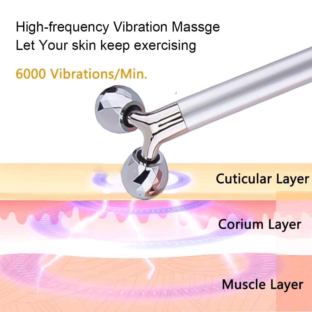 3D roller facial lifting massager with high-frequency vibration for enhanced skincare and massage.