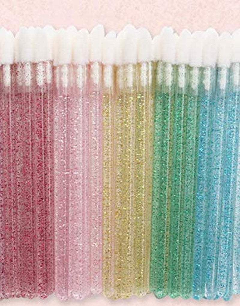 Disposable crystal lip brushes with colorful handles and white precision tips for precise and hygienic lip application.