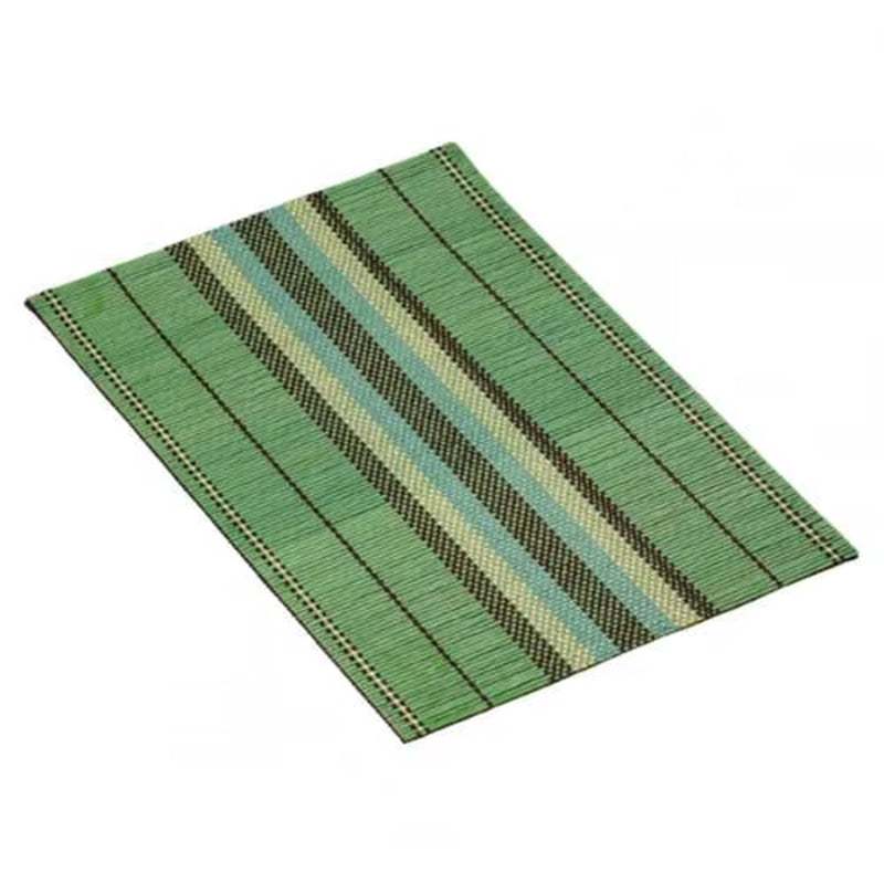 Decorative waterproof lightweight green striped bamboo table mat for dining and kitchen use