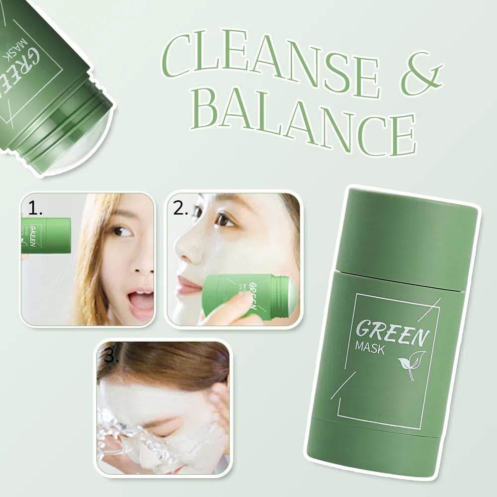 Green Tea Clay stick mask removing blackheads and cleansing pores with easy application and gentle formula