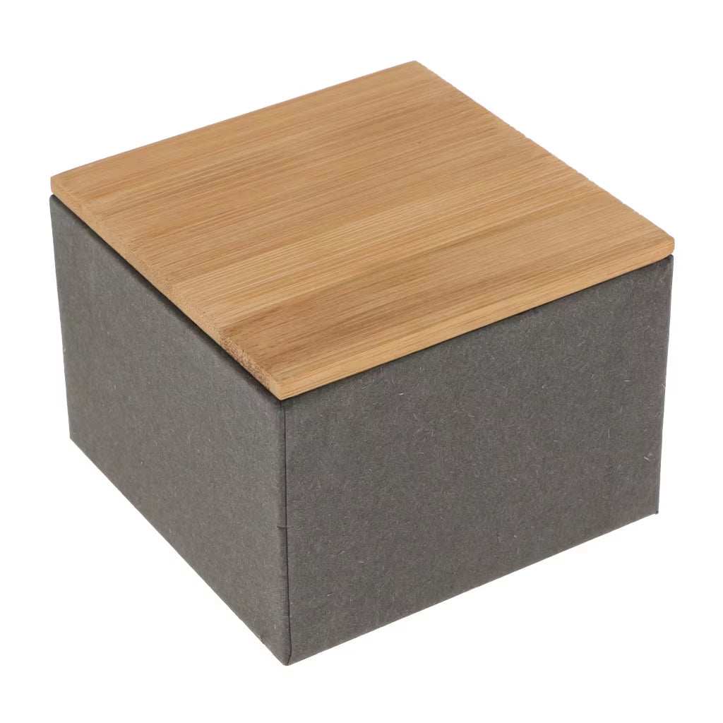 Modern kitchen metal storage box with natural bamboo lid for airtight food storage and organization