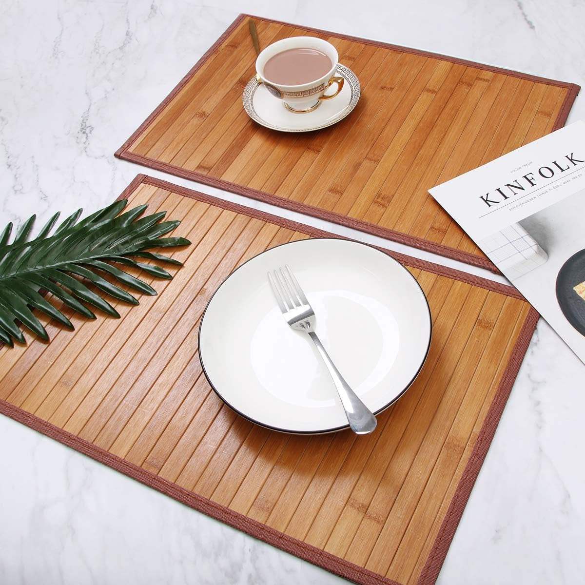 Bamboo Table Mat set of 4 with heat and stain resistance, featuring natural finish and eco-friendly design.