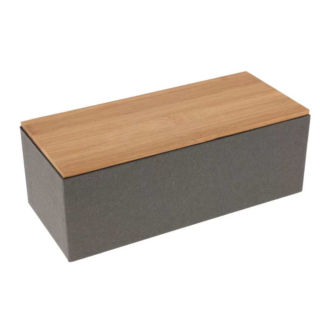 Kitchen metal storage box with bamboo lid for airtight food storage and kitchen organization