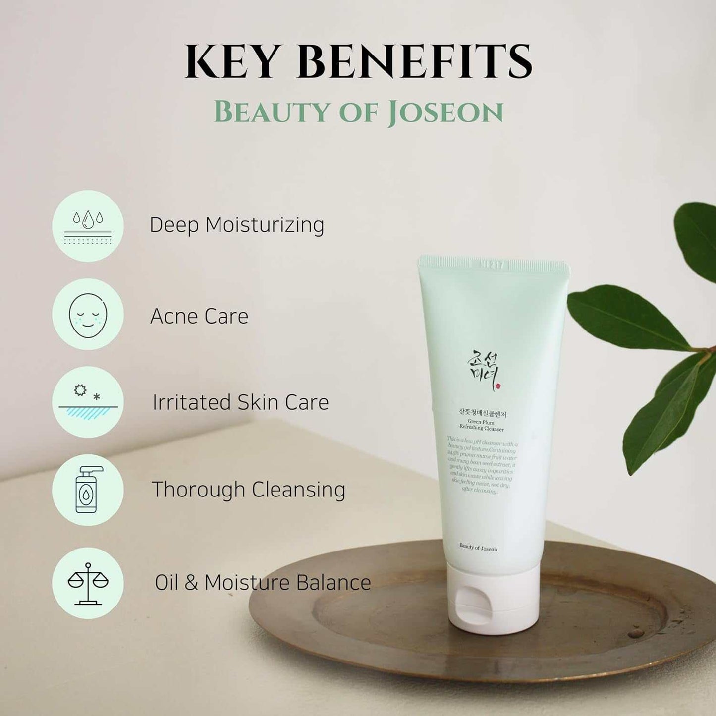 Wrinkle Trio Green Plum Eye Serum set with deep moisturizing, acne care, irritated skin relief, thorough cleansing, and oil-moisture balance benefits.