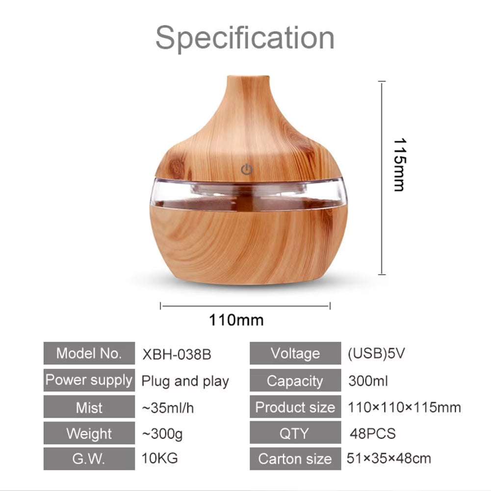 Portable USB mini air humidifier with silent operation and compact wood grain design for small spaces