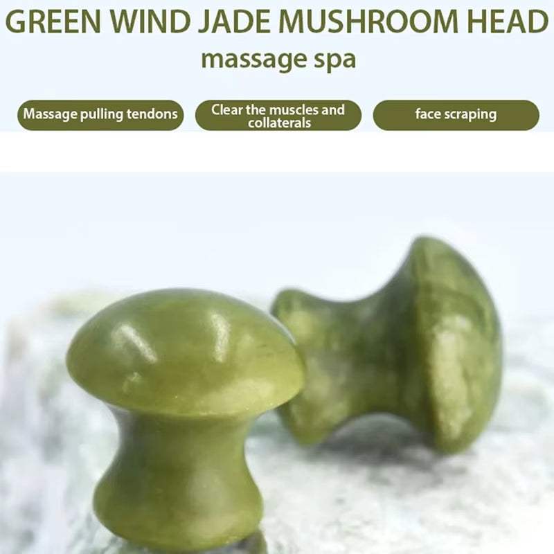 Natural Green Massager quartz mushroom-shaped jade massager for relaxation and skin care.