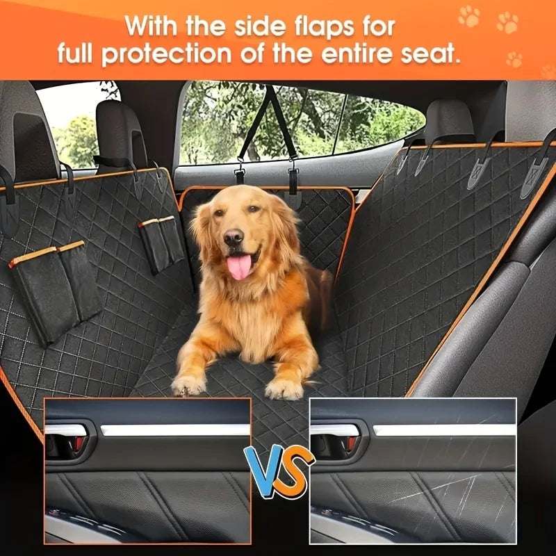 Dog scratch-resistant waterproof hammock car seat cover with side flaps for full protection and comfort