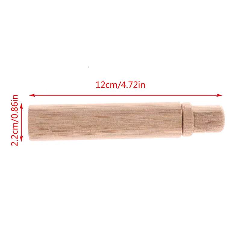 Wood handle portable bamboo toothbrush case measuring 12cm by 2.2cm for travel and storage
