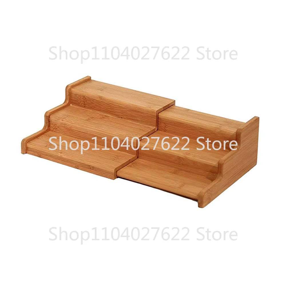 3-tier bamboo organizer display shelf for kitchen spices and small essentials
