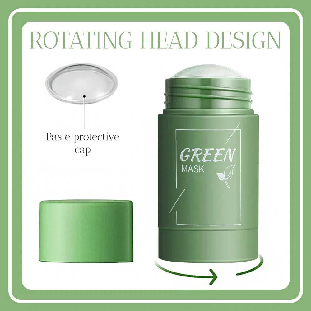 Green Tea Clay stick mask with rotating head for blackhead removal and pore cleansing