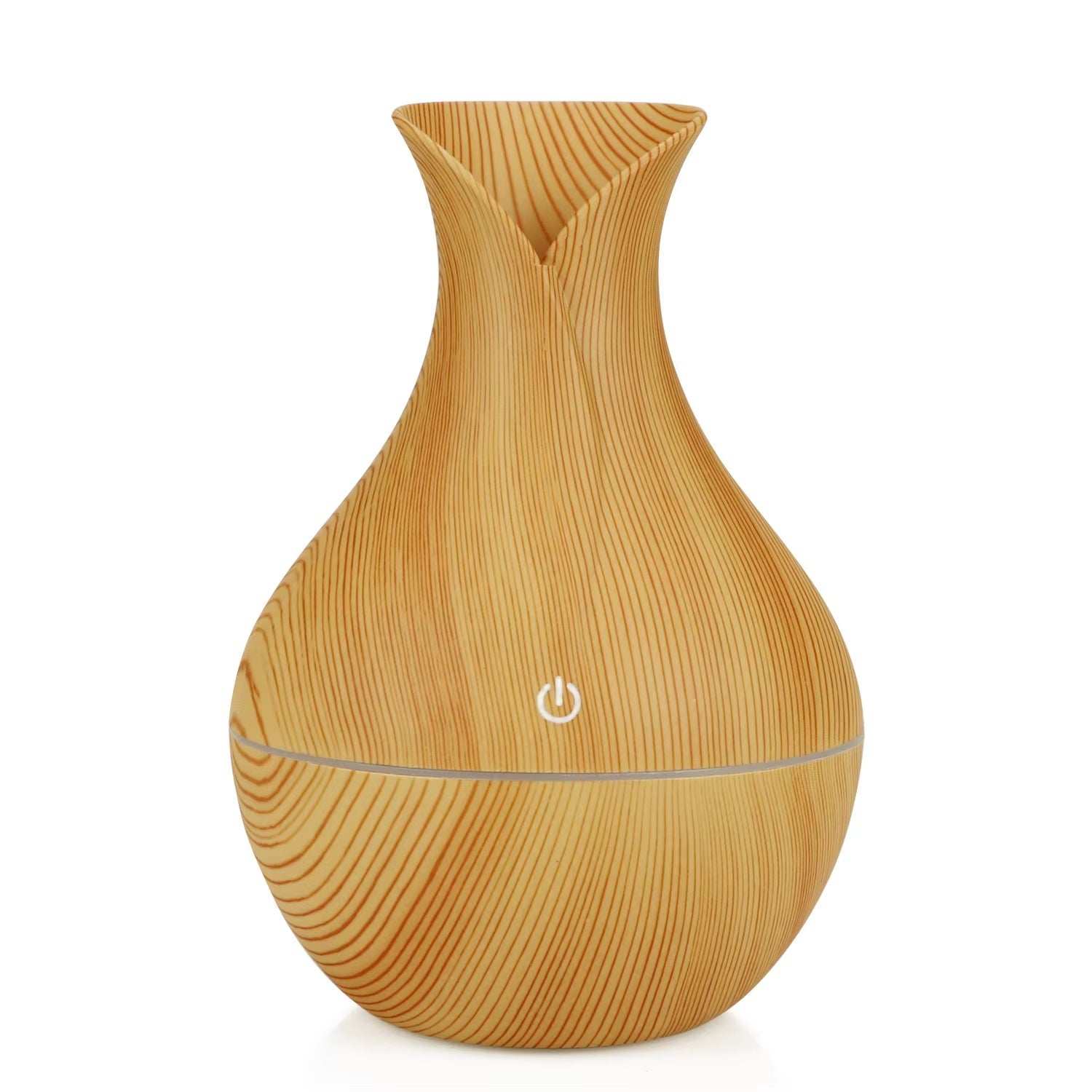 Portable USB mini air humidifier with wood grain finish, compact and silent for home or office use