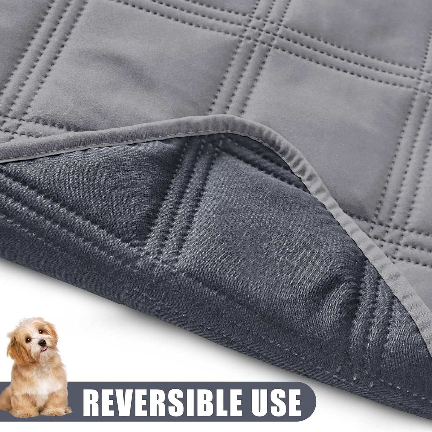 Waterproof dog sofa furniture blanket with reversible use and soft, quilted design.