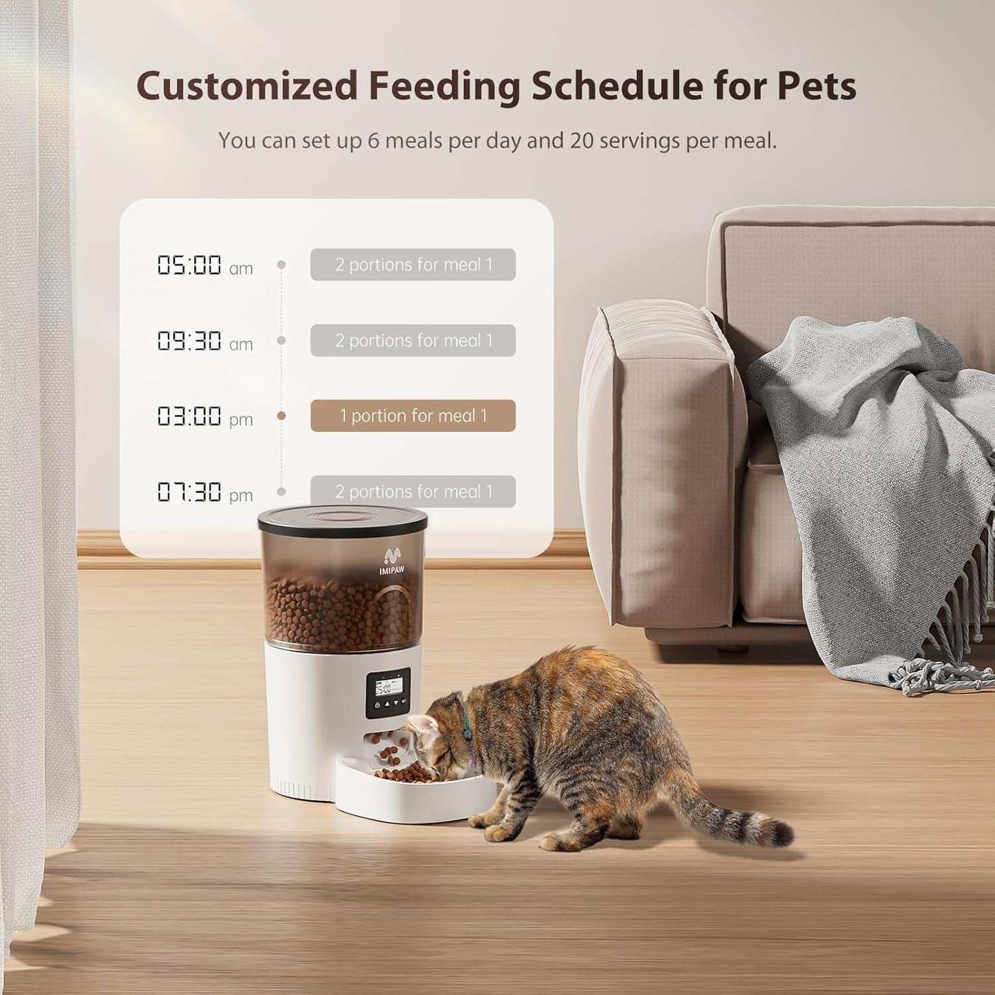 Automatic Pet Feeder – 3L Timed Dry Food Dispenser with Programmable Portions & Dual Power Supply