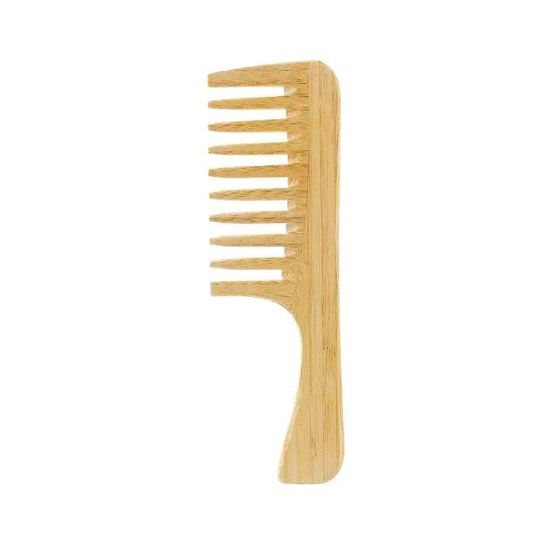 Eco-friendly bamboo wooden hair comb with wide teeth for gentle detangling and anti-static hair care