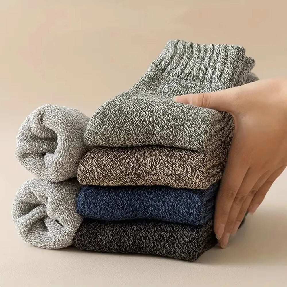 Warm solid color wool Warm Socks with plush towel-like texture, perfect for cold weather.