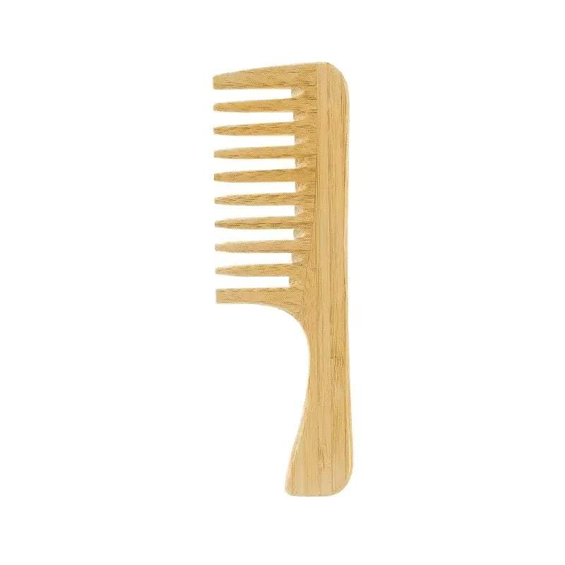 Eco-friendly bamboo wooden hair comb with wide teeth for gentle detangling of all hair types