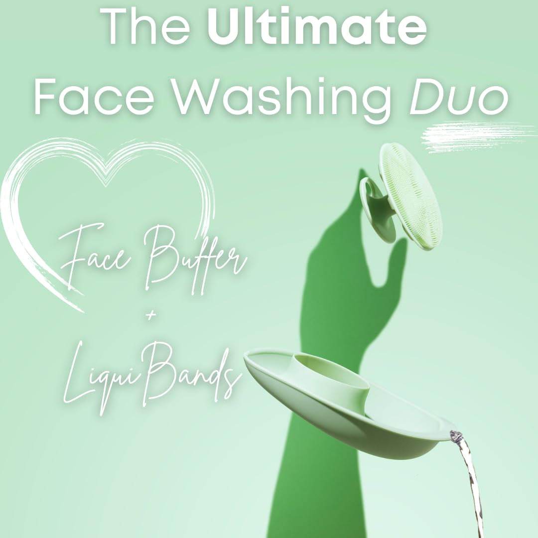 Sage green skincare spa set for teens with silicone face and body buffer.