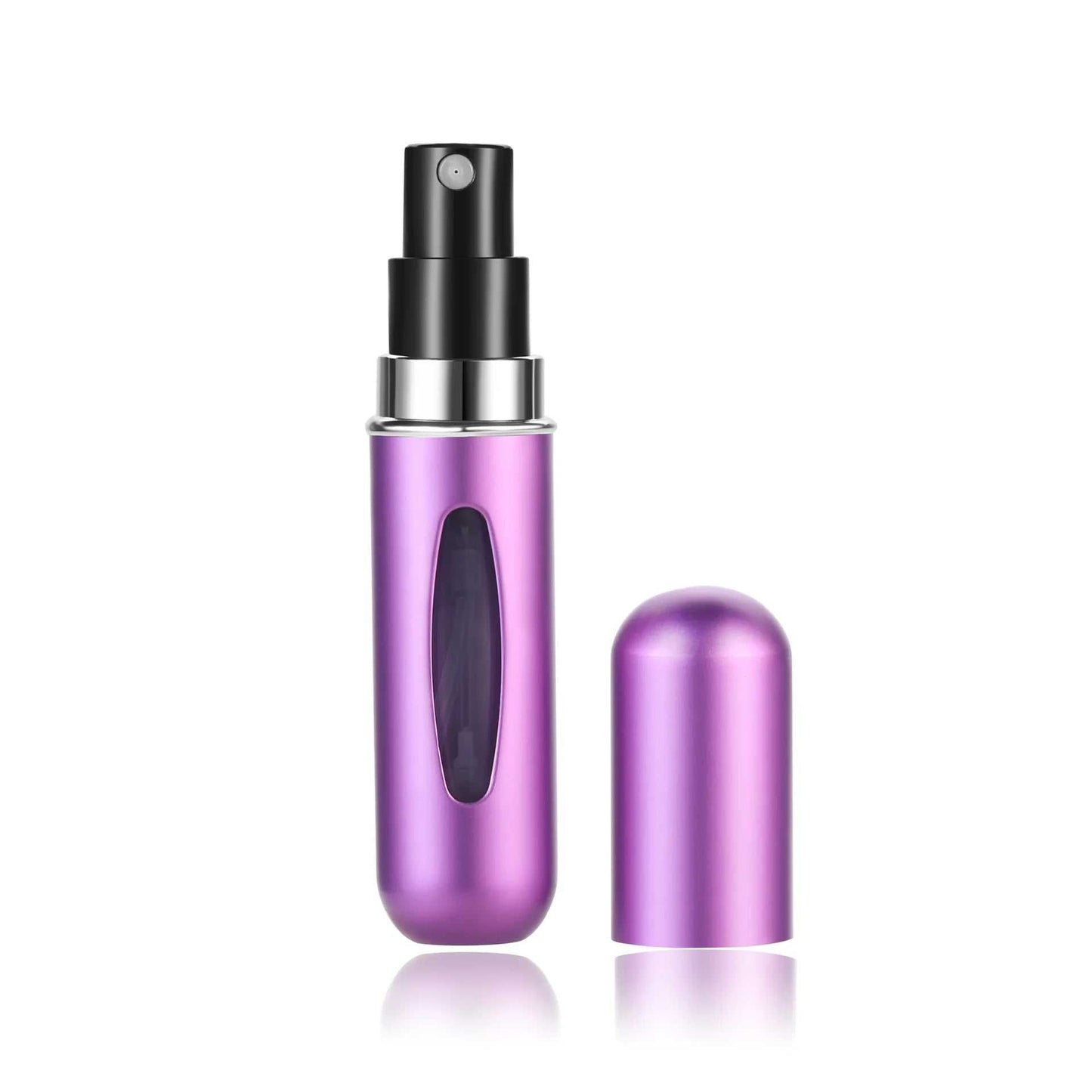Portable 5ml refillable purple perfume spray bottle with leak-proof design