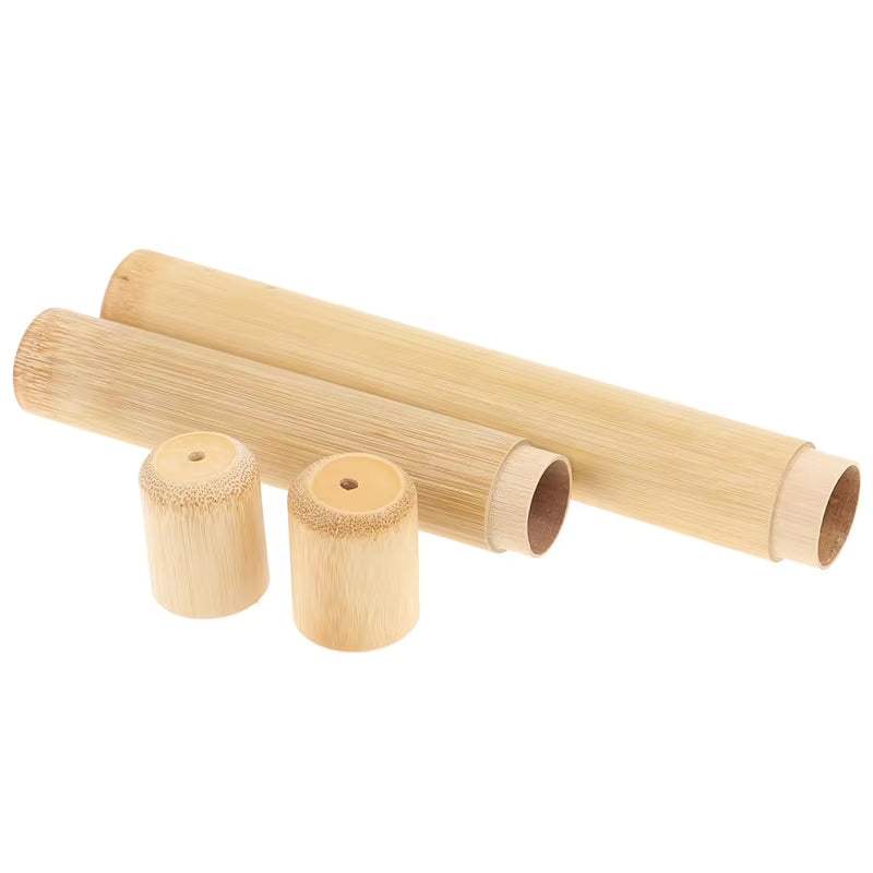 Eco-friendly portable travel bamboo toothbrush tube; sustainable and biodegradable.