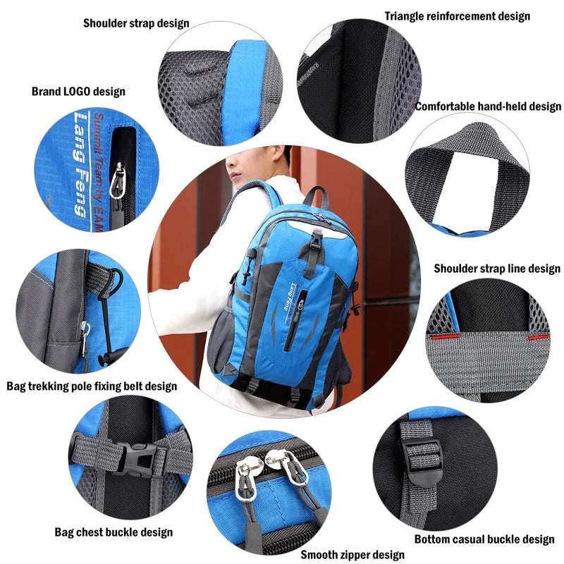 Versatile blue rucksack laptop travel backpack with multiple compartments, suitable for hiking, school, and everyday use.