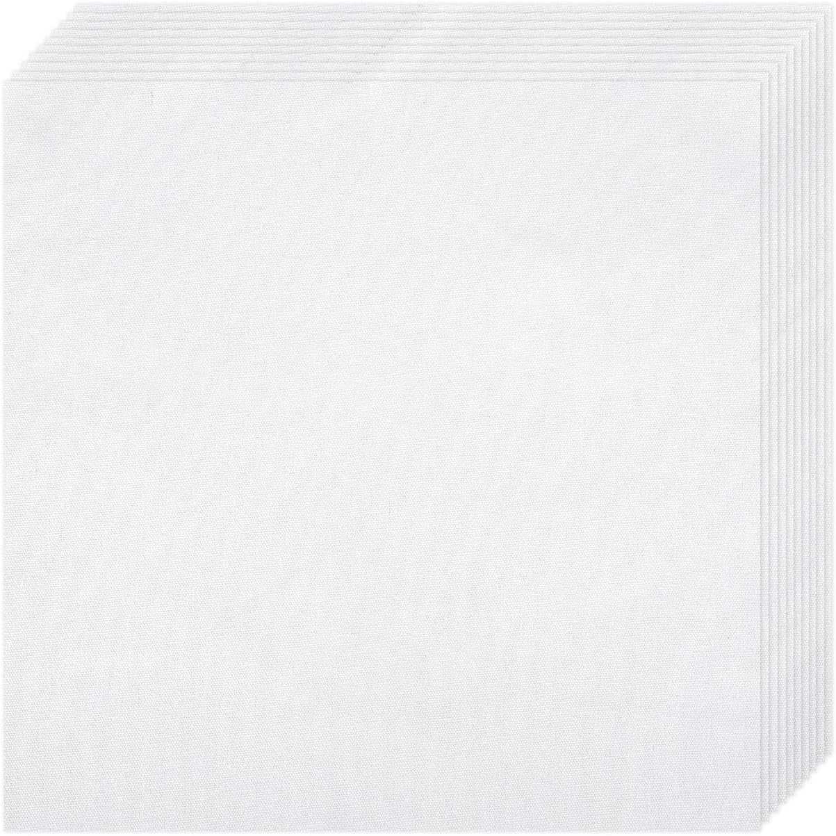 10 PCS white pre-cut natural cotton embroidery fabric squares, ideal for crafts and sewing.