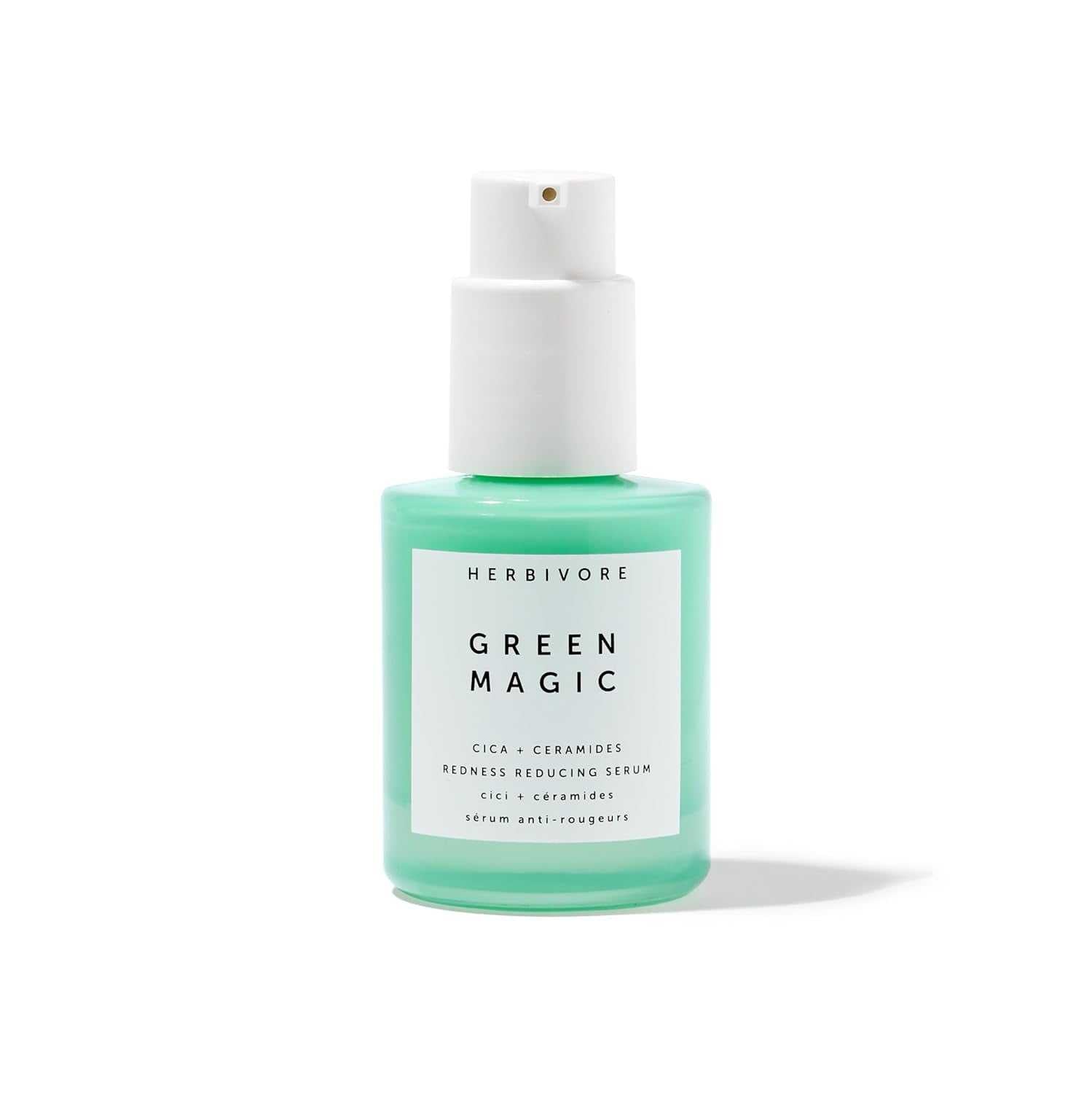 Green Magic Fast-Acting Serum bottle with a soothing formula for sensitive skin care.
