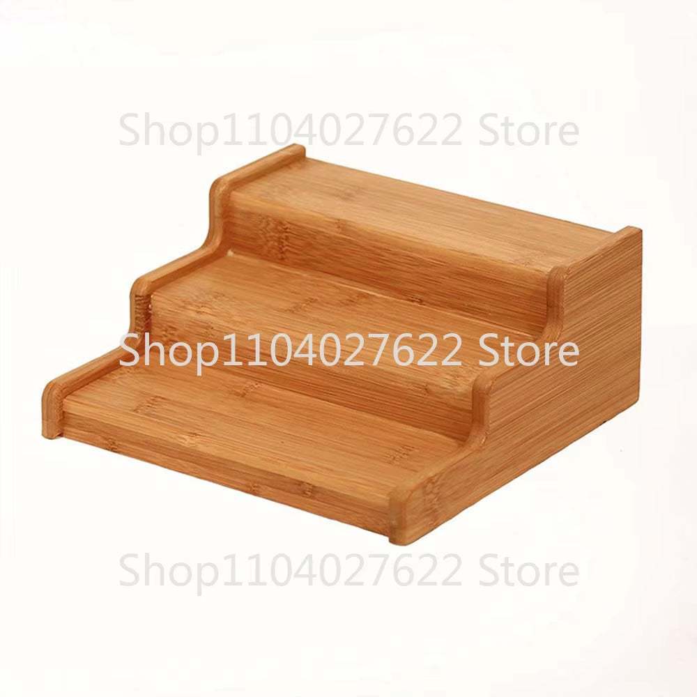 3-tier bamboo organizer display shelf for kitchen spices and small essentials with eco-friendly, space-saving design