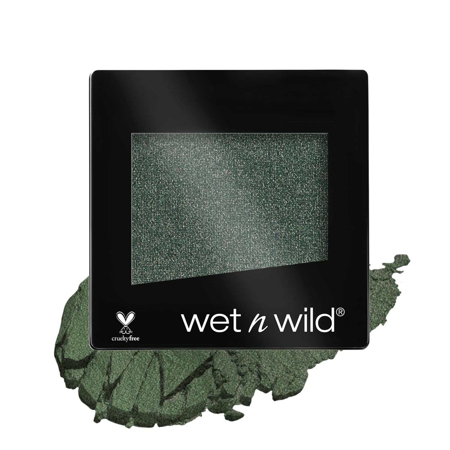 Ultra-pigmented green powder eyeshadow by Wet n Wild with silky texture and Vitamin E for long-lasting wear and nourishment